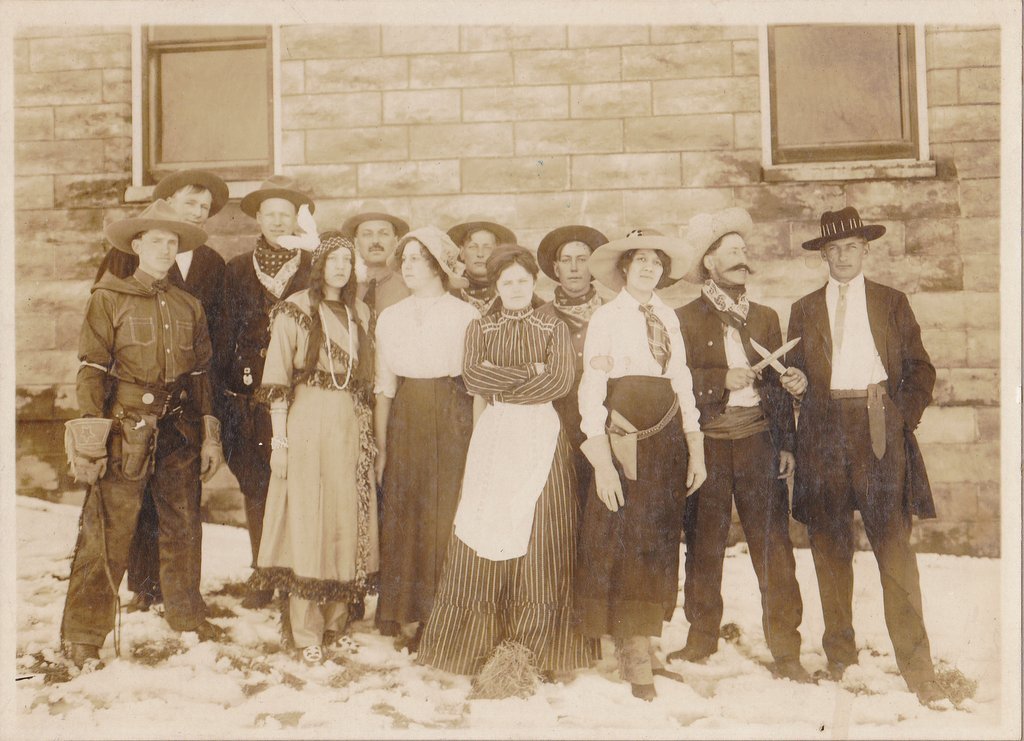 Wild West Show- 1900s Antique Photograph- Edwardian Frontiersmen- Cowboys and Indians- Halloween Costumes- Cabinet Photo- Paper Ephemera