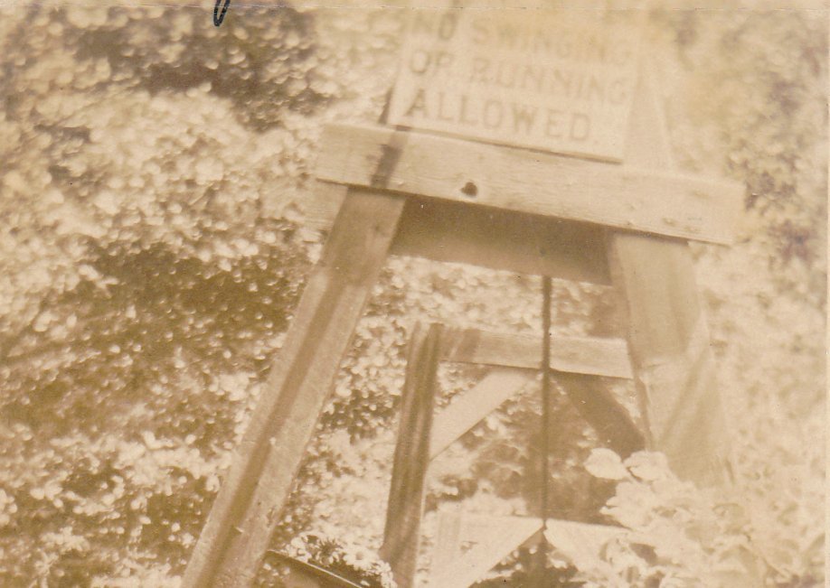 On Swimming Bridge- 1910s Antique Photograph- Nature Walk- Edwardian Couple- No Running Sign- Real Photo Postcard- AZO RPPC