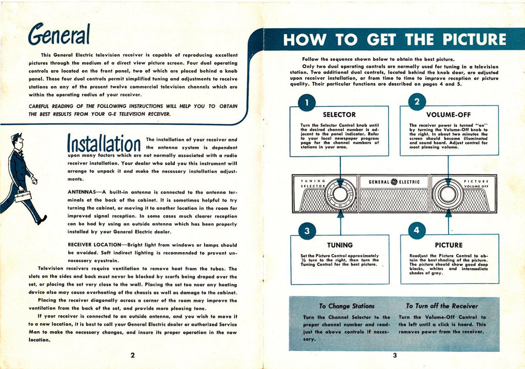 How To Operate Your New 12-Channel Television- 1950s Vintage Booklet- General Electric TV Manual- 50s Electronics- Home Decor Paper Ephemera