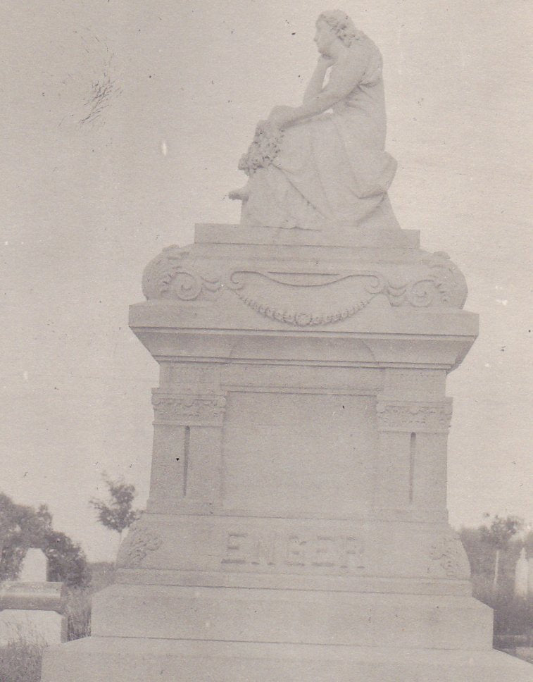 Enger Grave Monument- 1900s Antique Photograph- Cemetery Headstone- Edwardian Mourning- Graveyard- Real Photo Postcard- Cyko RPPC- Memorial Monument