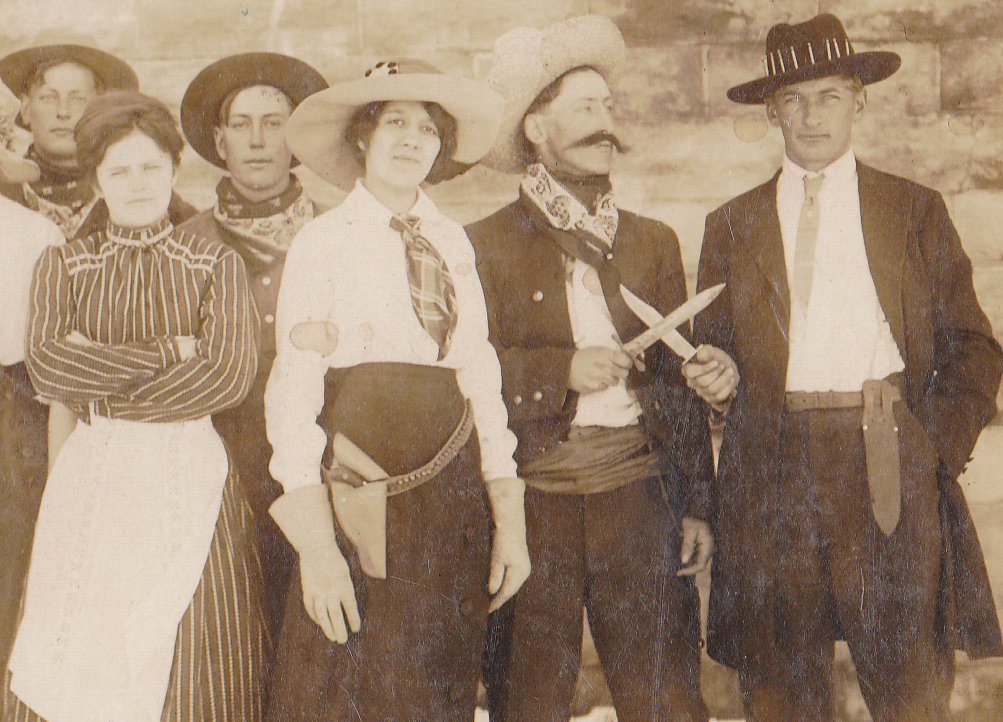 Wild West Show- 1900s Antique Photograph- Edwardian Frontiersmen- Cowboys and Indians- Halloween Costumes- Cabinet Photo- Paper Ephemera