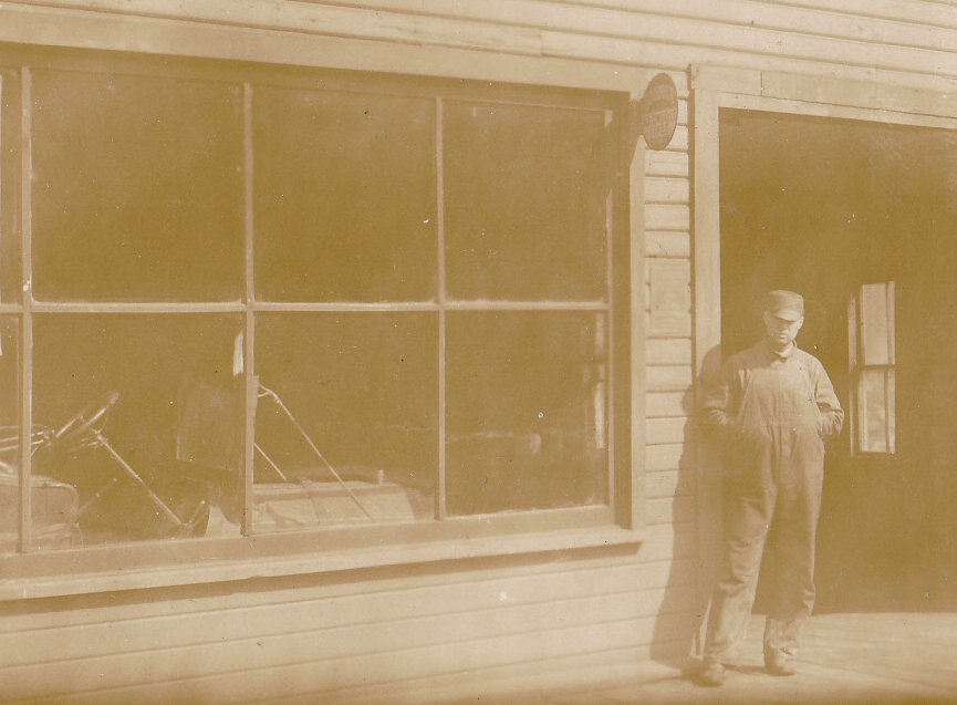 Edwardian Mechanic- 1900s Antique Photograph- Automobile Garage- Car Repair Shop- Cabinet Photo- Vernacular- Paper Ephemera