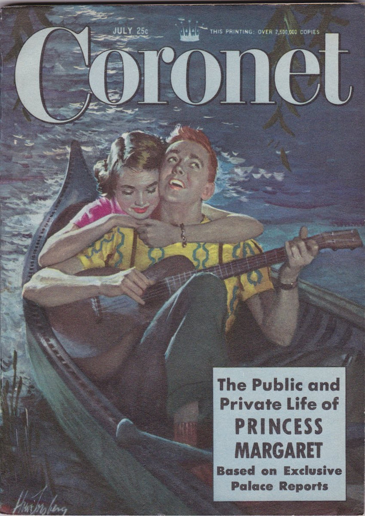 Life of Princess Margaret- 1950s Vintage Coronet Magazine- July 1951- Moonlight Serenade- Howard Forsberg- 50s Decor- Paper Ephemera