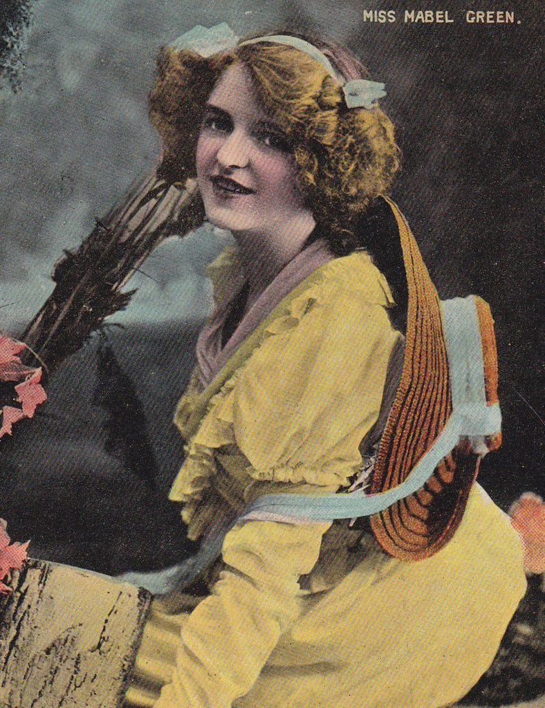 Miss Mabel Green- 1900s Antique Postcard- Edwardian Actress- Glamour Girl- Valentine's Series- Unused