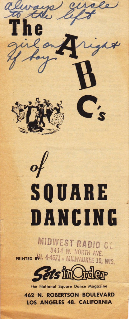 Square Dancing For Beginners- 1950s Vintage Booklet- Glossary of Terms- Bob Osgood- Jack Hoheisal- Sets in Order- Paper Ephemera