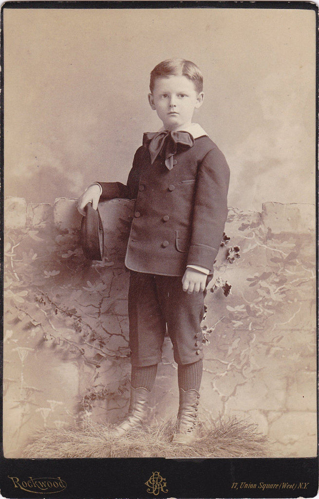 Victorian Schoolboy- 1800s Antique Photograph- Handsome Boy- Rockwood Portrait- 17 Union Square West, NY- Cabinet Photo- Paper Ephemera