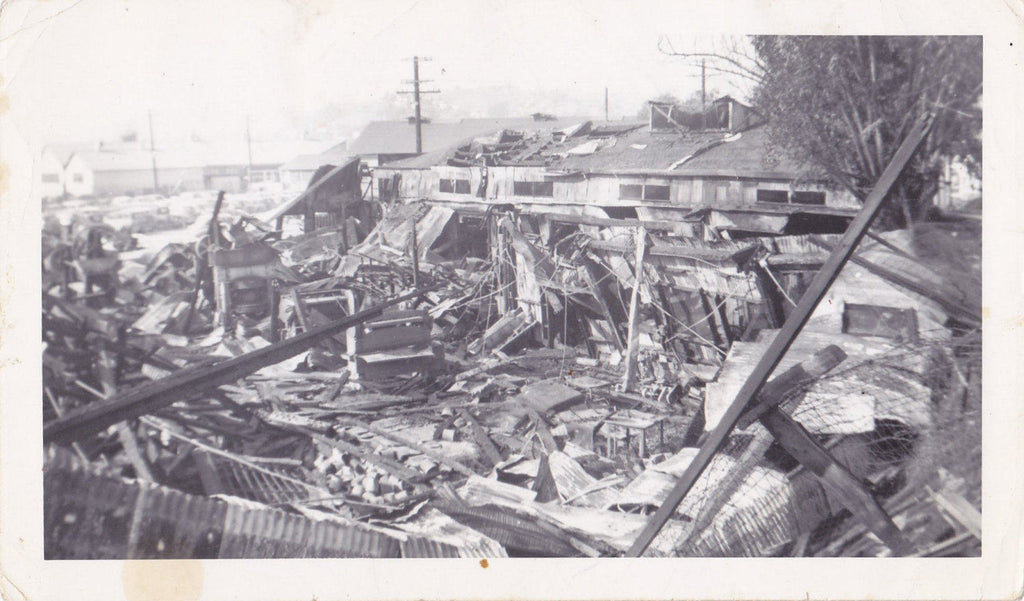 Tornado Devastation- 1940s Vintage Photographs- SET of 2- Cyclone Aftermath- Natural Disaster- Ruins Snapshots