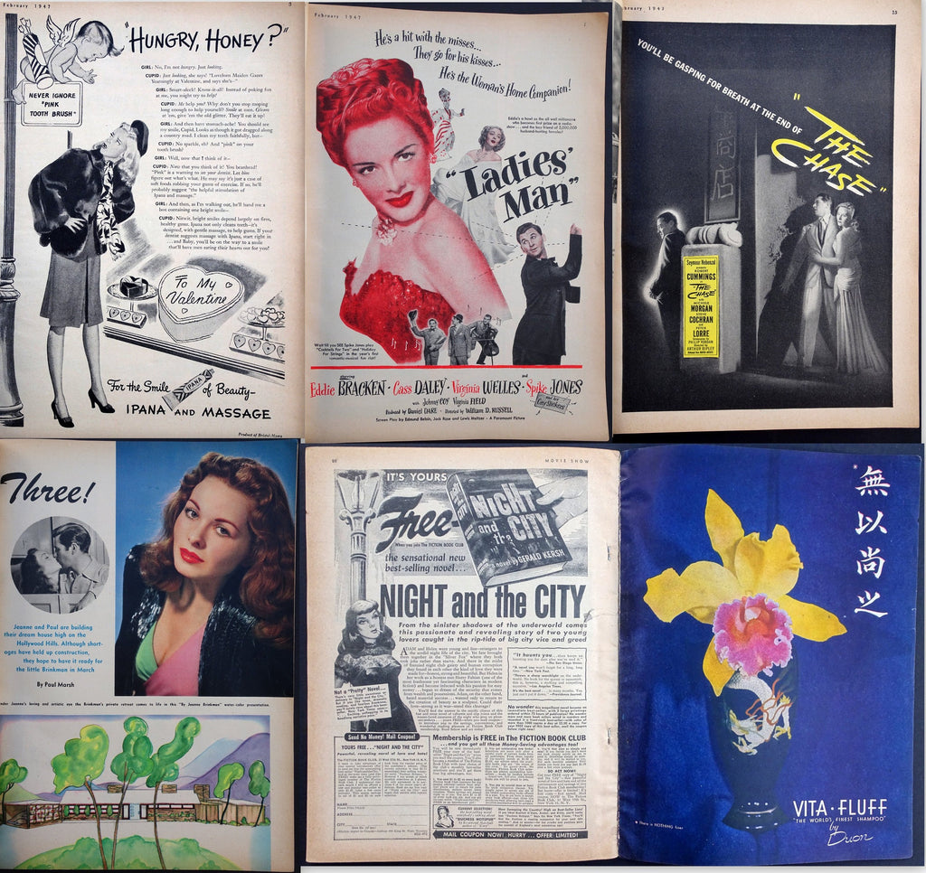 Linda Darnell as Amber- 1940s Vintage Movie Show Magazine- February, 1947- Hollywood Memorabilia- Bette Davis- 40s Movies- Paper Ephemera