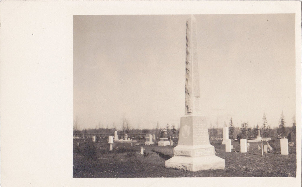 In Memory of Our Dead Comrades- 1910s Antique Photograph- Edwardian Cemetery- Obelisk Gravestones- Real Photo Postcard- AZO RPPC