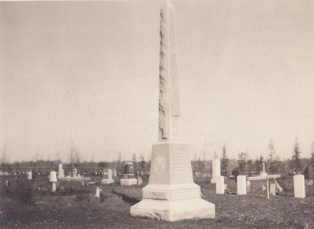 In Memory of Our Dead Comrades- 1910s Antique Photograph- Edwardian Cemetery- Obelisk Gravestones- Real Photo Postcard- AZO RPPC