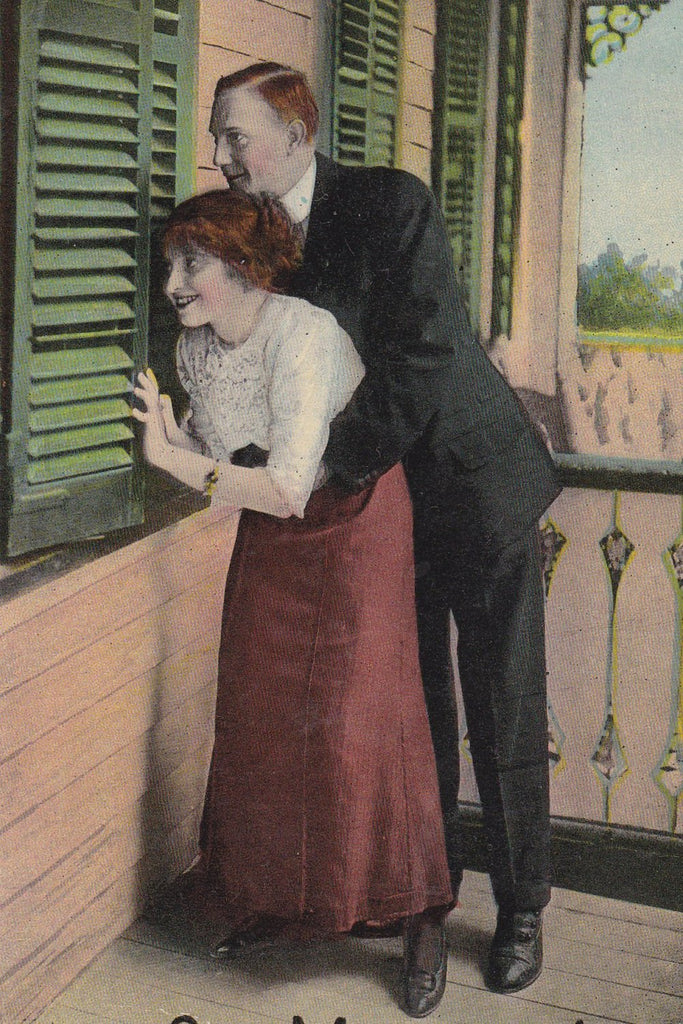 Oh, Mother!- 1910s Antique Postcard- Edwardian Humor- Peeping Tom- Window Shutter- Art Comic- Samson Brothers- Used