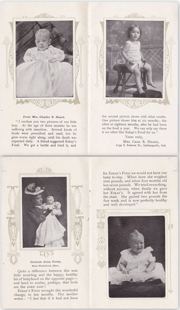 Six Sad Stories with Happy Endings- 1900s Antique Booklet- Eskay's Food- Edwardian Baby- Testimonial- Medical Advertisement- Paper Ephemera