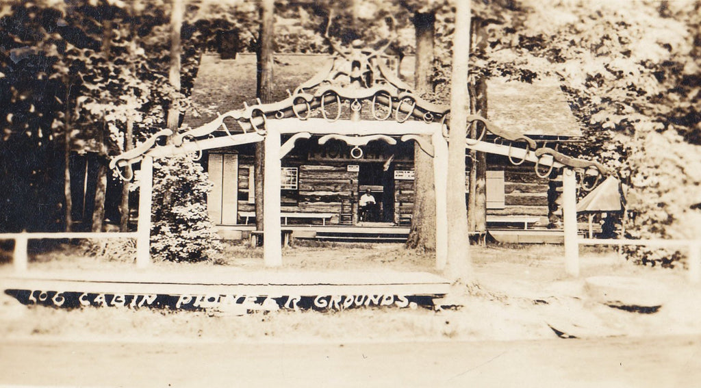 Pioneer Log Cabin- 1910s Antique Photograph- Pioneer Grounds, Silver Lake, NY- New York History- Real Photo Postcard- AZO RPPC