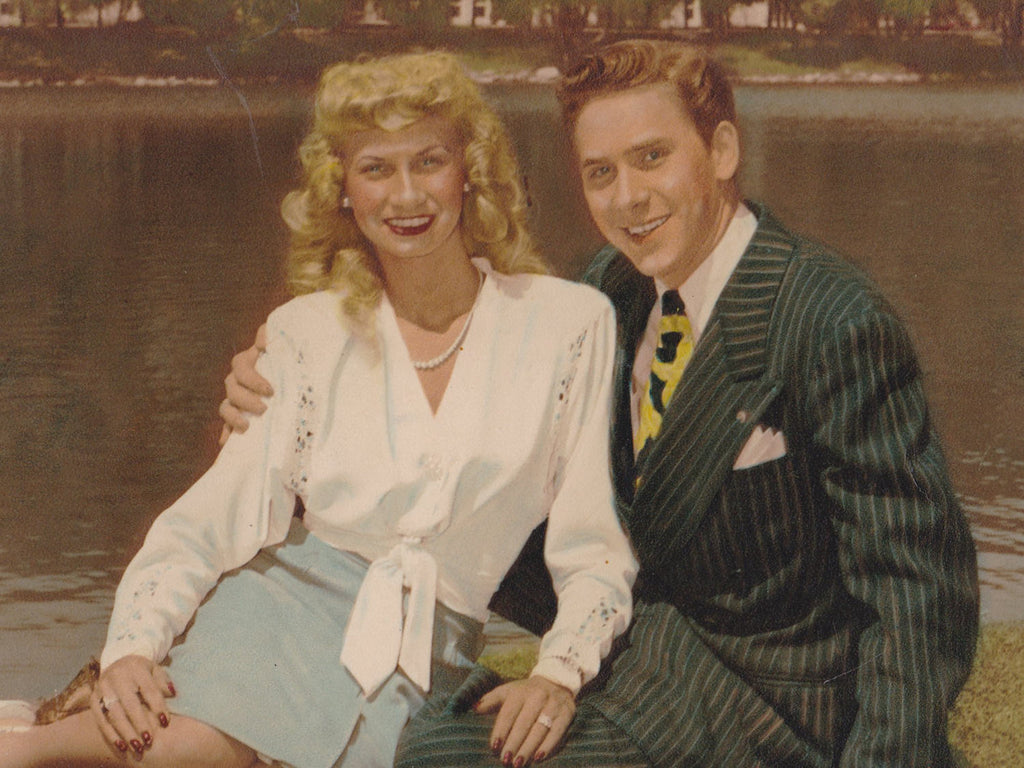Hotsy Totsy- 1940s Vintage Photograph- Golden Couple- Beautiful Blonde- Hand Tinted- All American- Zoot Suit- Found Photo- Paper Ephemera