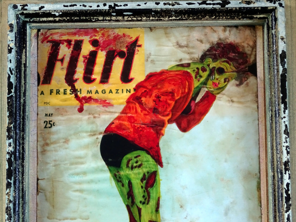 High-Heel Zombies Zombie Pin Up Art - Altered Vintage Flirt Magazine Cover Giclee Print