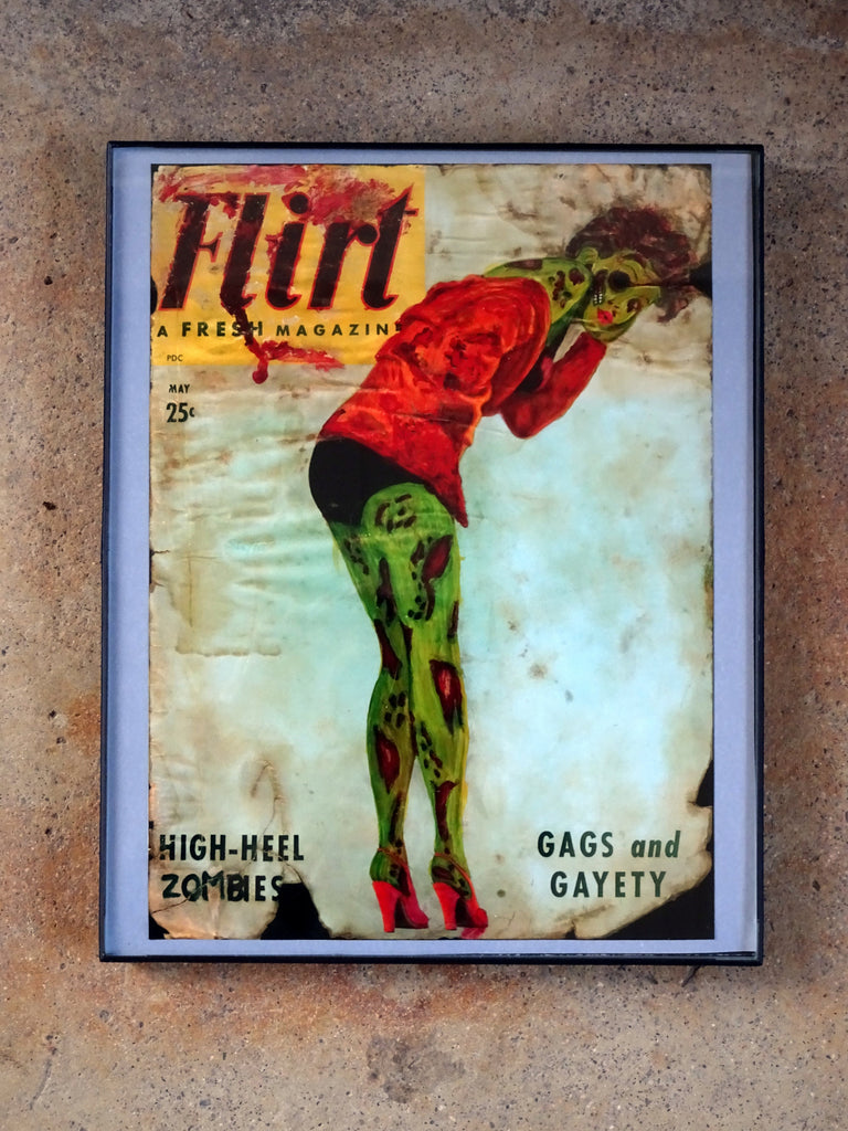 High-Heel Zombies Zombie Pin Up Art - Altered Vintage Flirt Magazine Cover Giclee Print