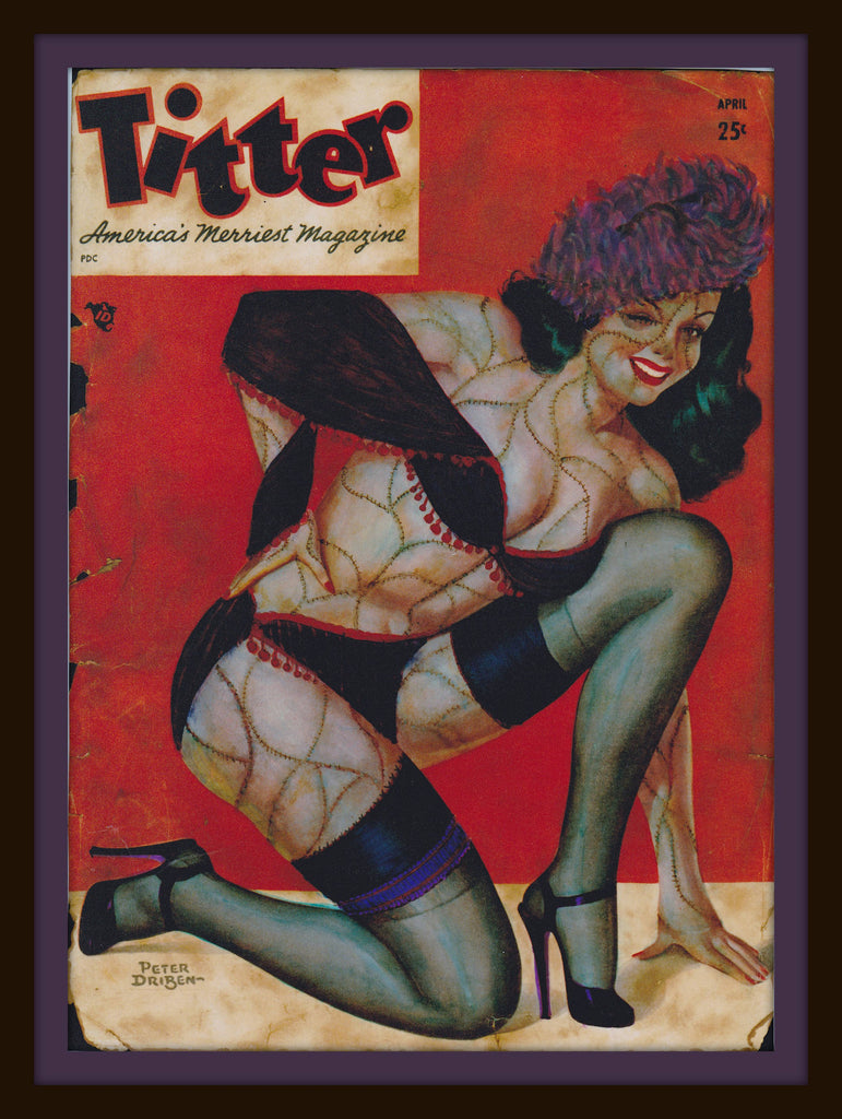 Zombie Pin Up Art - Altered Vintage Titter Magazine Cover Giclee Print