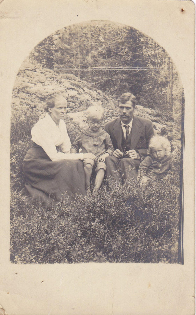 The Grim Family- 1910s Antique Photograph- Creepy Children- Nightmare Fuel- RPPC- Real Photo Postcard- Found Photo