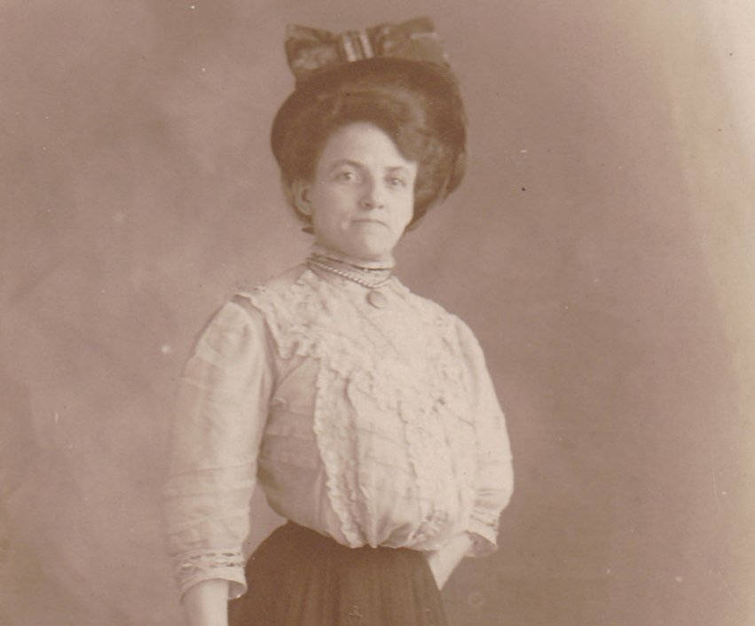 Helen Can Stay Till Tomorrow- 1900s Antique Photograph- Edwardian Woman- Shirtwaist Dress- Turn of the Century Fashion- Real Photo Postcard