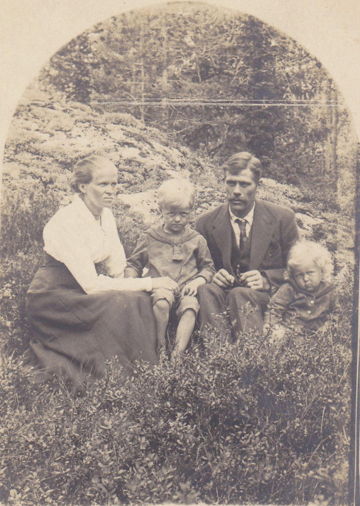 The Grim Family- 1910s Antique Photograph- Creepy Children- Nightmare Fuel- RPPC- Real Photo Postcard- Found Photo