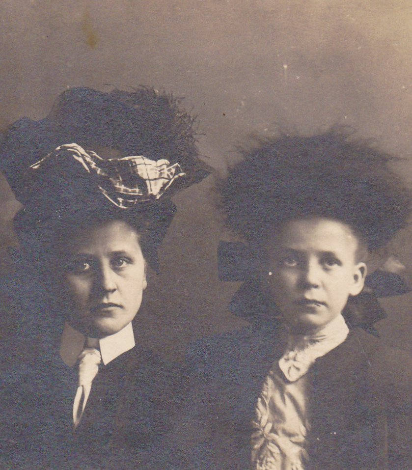 Little Ladies- 1900s Antique Photograph- Edwardian Fashion- Girls in Hats- Sisters- Found Photo- RPPC- Undivided Back- Real Photo Postcard