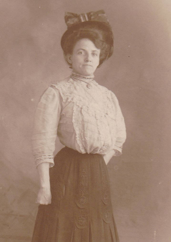 Helen Can Stay Till Tomorrow- 1900s Antique Photograph- Edwardian Woman- Shirtwaist Dress- Turn of the Century Fashion- Real Photo Postcard