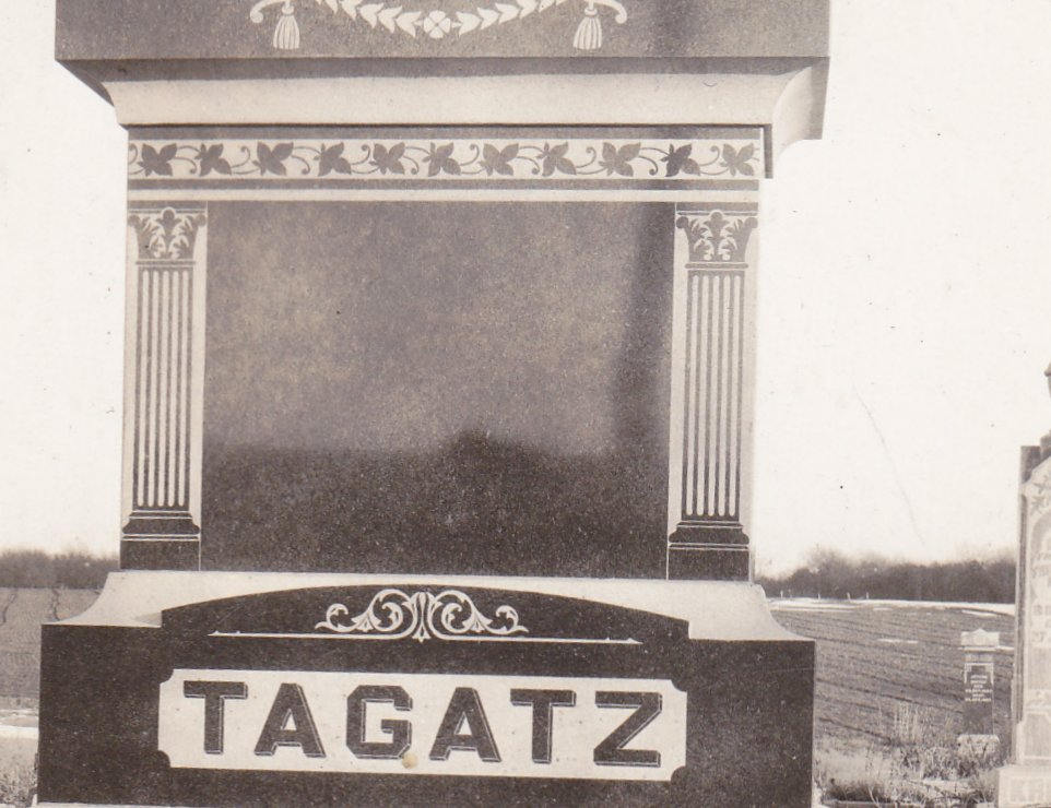 Tagatz Headstone- 1910s Antique Photograph- Cemetery Photo- Gravestone- Grave Marker- Found Photo- AZO RPPC- Real Photo Postcard- Memorial