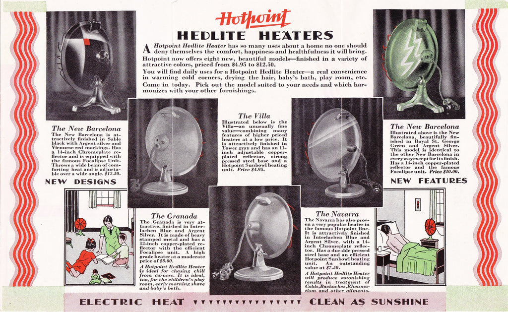 Hotpoint Hedlite Heaters- 1930s Vintage Pamphlet- General Electric- Appliance Advertisement- Sunshine Warmth- Denver, Co- Paper Ephemera