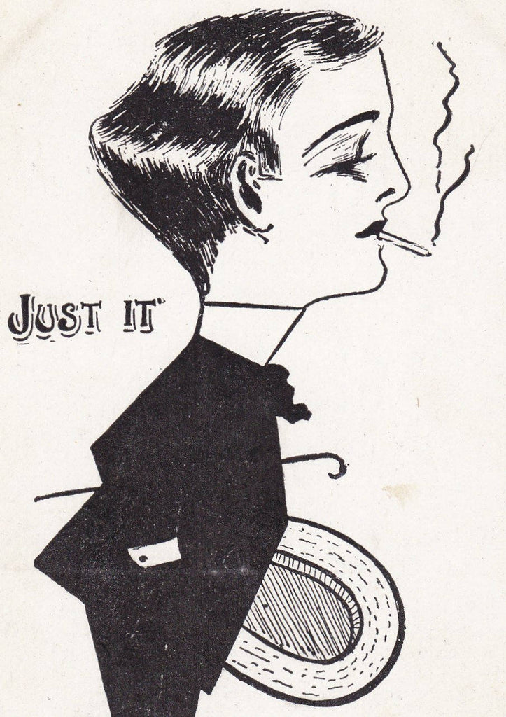 Just IT- 1900s Antique Postcard- Cigarette Smoking Man- Edwardian Dandy- D Hillson- Art Comic- Unused