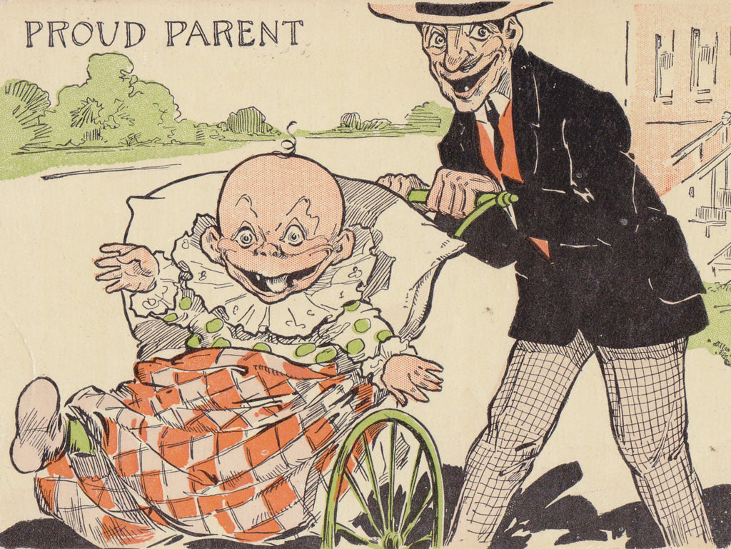Proud Parent- Alfred Holzman - Postcard, c. 1900s Close UP