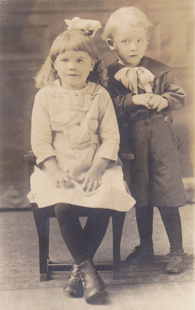Edwardian Children- 1910s Antique Photograph- Brother and Sister- St. Paul, Minn- Found Photo- Real Photo Postcard- RPPC- Paper Ephemera