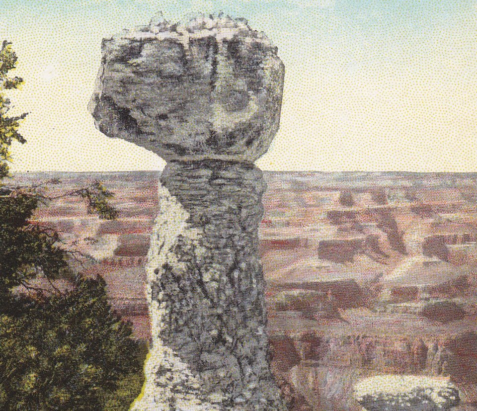 Thor's Hammer- 1930s Vintage Postcard- Grand Canyon National Park, Arizona- Rock Formation- Fred Harvey- Souvenir View- Unused