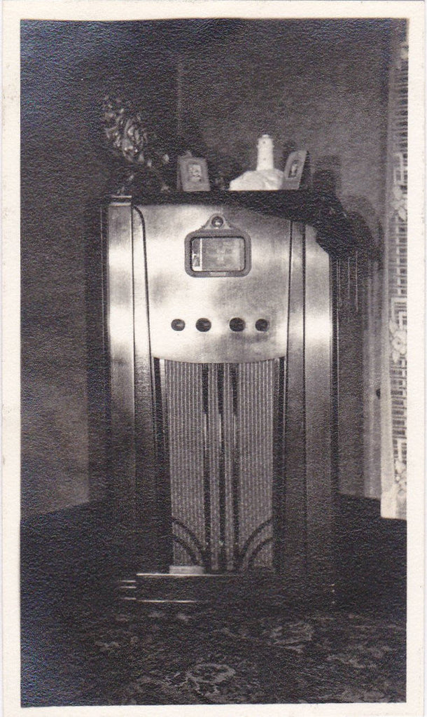 Late Night Radio- 1930s Vintage Photograph- Console Radio- Retro Decor- Interior Photo- Found Photo- Vernacular- Paper Ephemera
