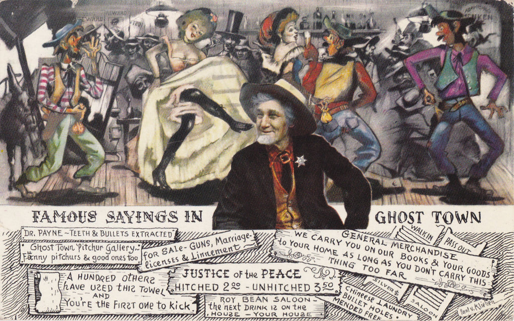 Sayings in Ghost Town- 1950s Vintage Postcard- Knott's Berry Farm, Buena Park, California- Souvenir- Paper Ephemea- Used