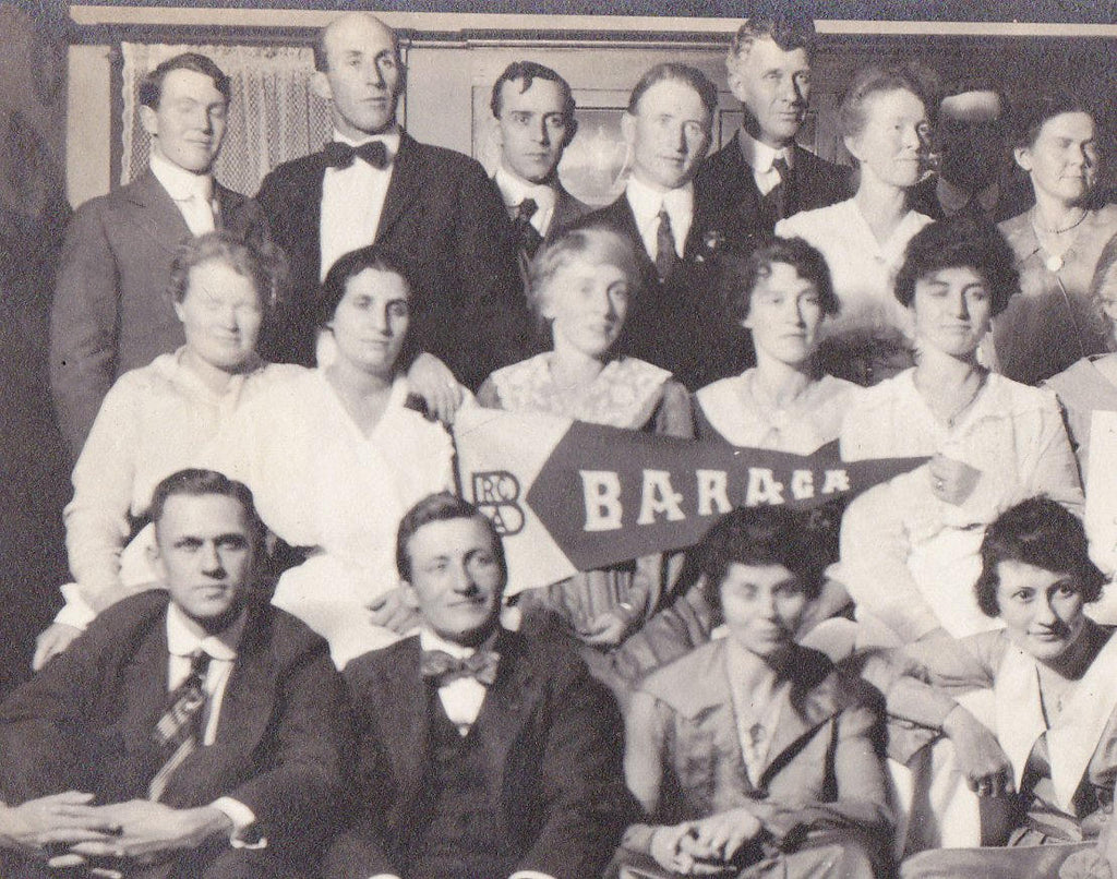 Baraca- 1910s Antique Photograph- Our Boys That Serve- Edwardian Club- August 15, 1918- Found Photo- Flash Photography- Paper Ephemera