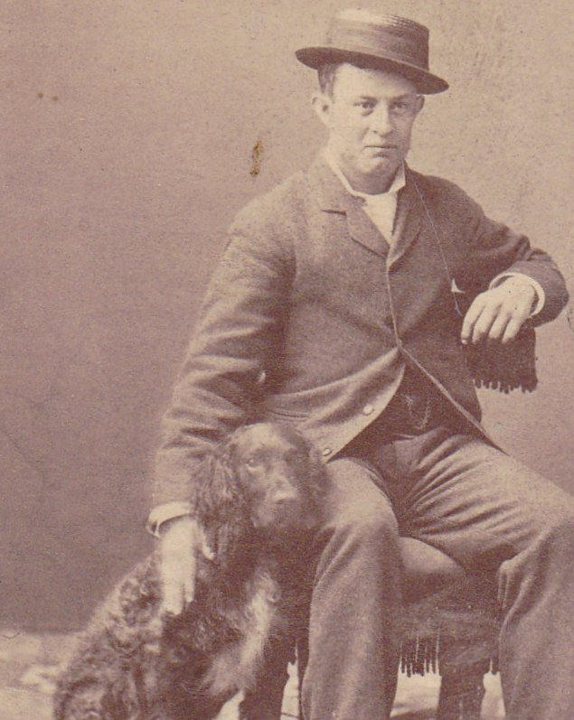 Man's Best Friend- 1800s Antique Photograph- Field Spaniel Dog- Victorian Man and Dog- Found Photo- Carte de Visite- CDV