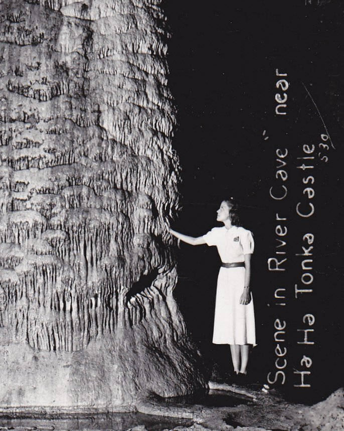 River Cave Stalagmite- 1950s Vintage Photograph- Ha Ha Tonka State Park- Rock Formation- Real Photo Postcard- RPPC- Paper Ephemera