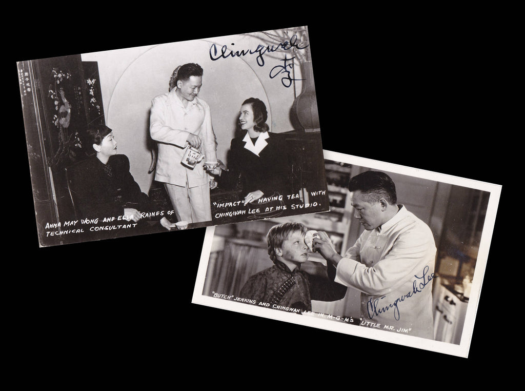 Chingwah Lee Signature- 1940s Vintage Photograph- SET of 2- Chinese Actor- Anna May Wong- Ella Raines- Memorabilia RPPC