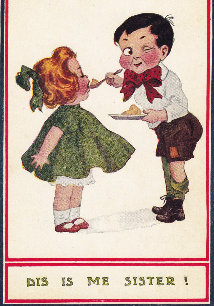 Dis Is Me Sister- 1900s Antique Postcard- Redheaded Stepchild- Edwardian Humor- Bernhardt Wall- Art Comic- T. P. & Co.- Unused