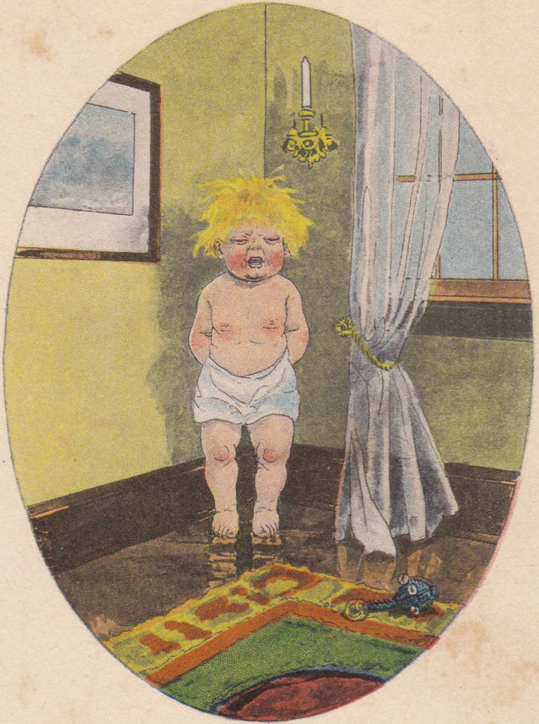 Have a Heart- 1910s Antique Postcard- Temper Tantrum- Time Out Corner- Edwardian Art Comic- Samson Brothers- Unused