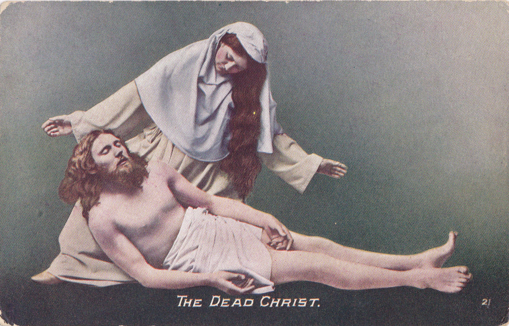 The Dead Christ- 1900s Antique Postcards- SET of 3- Jesus and Mary Magdalene- Postcards, c. 1900s