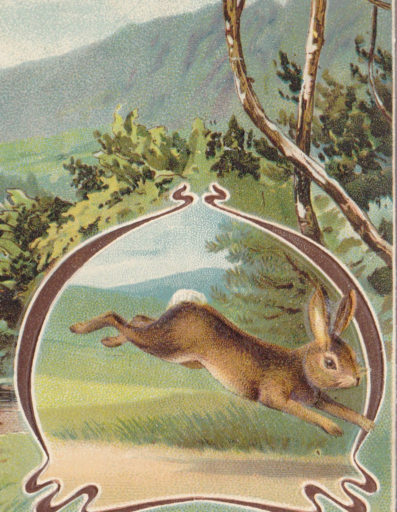 Joyous Easter Rabbit- 1900s Antique Postcard- Edwardian Easter Bunny- Springtime- Rabbit Art- German-Made- Used