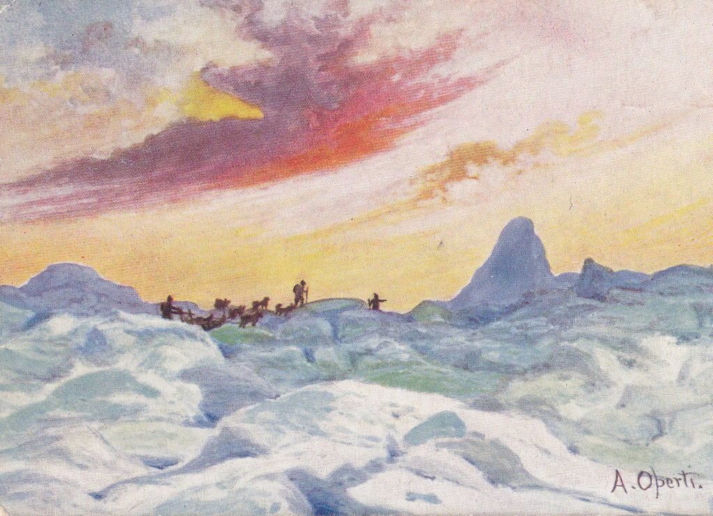 On The Way To North Pole- 1900s Antique Postcard- A Operti- Greenland- Raphael Tuck's Oilette- Wide Wide World- Landscape Art- Unused