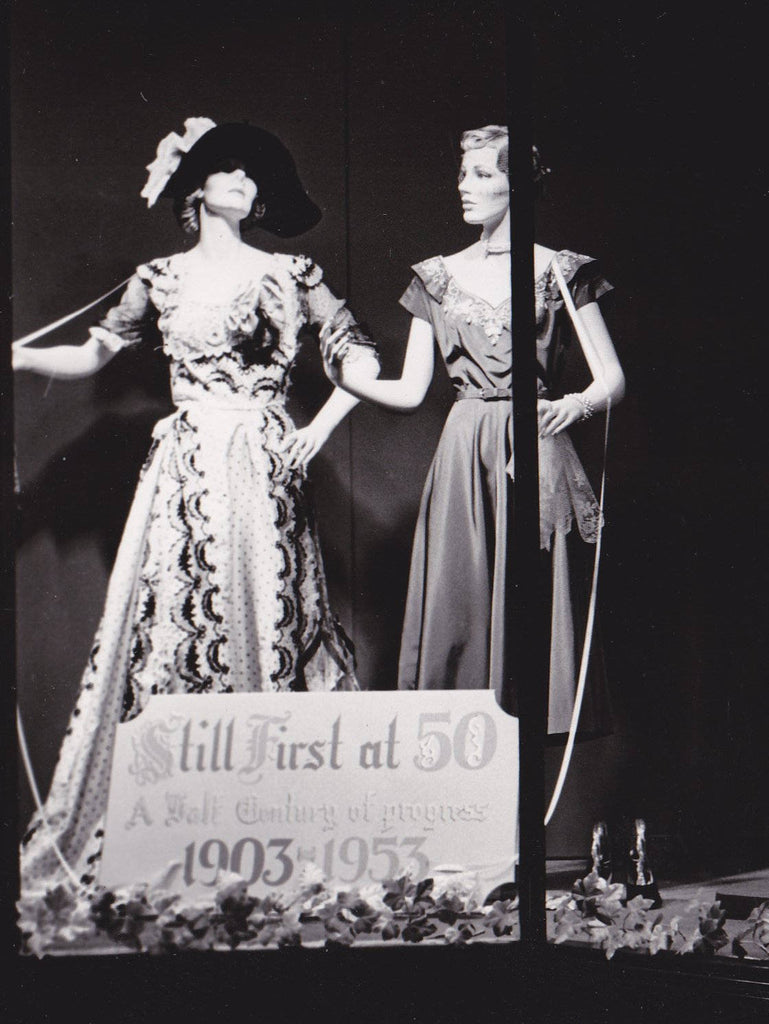Still First at 50- 1950s Vintage Photograph- Macy's Window Display- Mannequins- Half Century of Progress- Fashion History- Found Photo