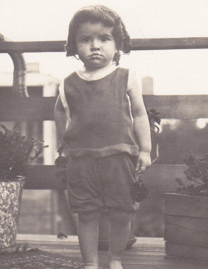 Barefoot Kiddo- 1900s Antique Photograph- Edwardian Boy- Hair in Ringlets- Real Photo Postcard- RPPC- Found Photo- Paper Ephemera