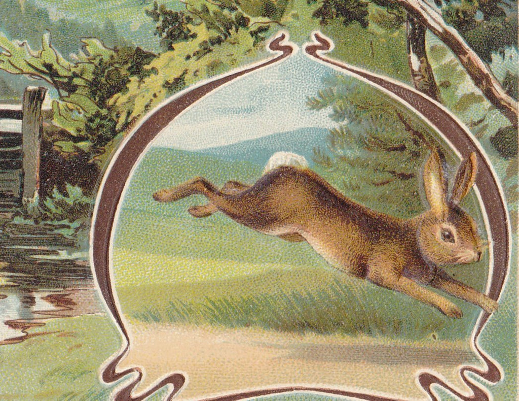 Joyous Easter Rabbit- 1900s Antique Postcard- Edwardian Easter Bunny- Springtime- Rabbit Art- German-Made- Used