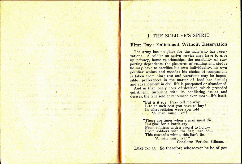 The Soldier's Spirit- 1910s Antique Booklet- Drafted Men 1917 YMCA- WWI Soldier- George Stewart Jr- Enlisted Men- Military Ephemera