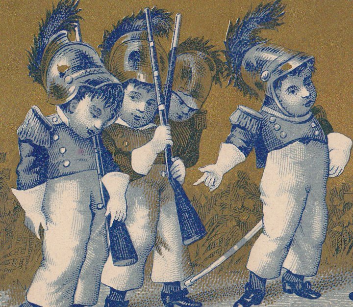 Napoleonic Soldiers- 1800s Antique Trade Card- Apothecary- Victorian Lithograph- Wilkes-Barre, PA- Millard F Cyphers- Paper Ephemera