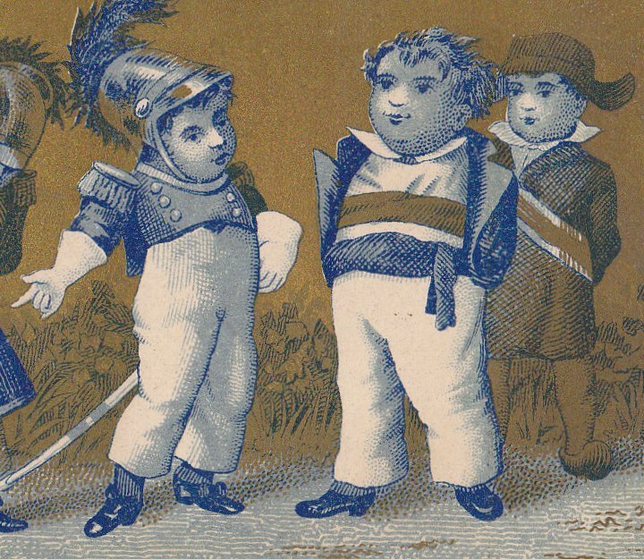 Napoleonic Soldiers- 1800s Antique Trade Card- Apothecary- Victorian Lithograph- Wilkes-Barre, PA- Millard F Cyphers- Paper Ephemera