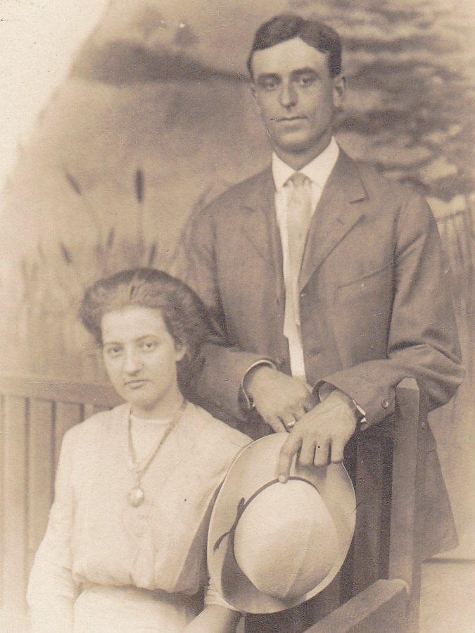 Katie and Elmer- 1910s Antique Photograph- Edwardian Couple- Found Photo- AZO RPPC- Real Photo Postcard- Vernacular- Paper Ephemera